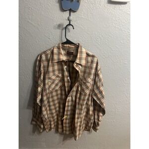 Vintage Kingsport Long Sleeve  Plaid Shirt Thin‎ Cotton Blend Size Large